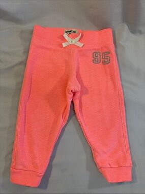 OshKosh B'gosh Coral Pink Girls' Jogger Pants with '95' Glitter Accent
